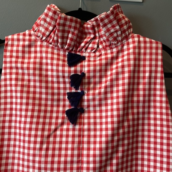 Elizabeth Wilson ruffle neck top with tassels.  Size medium. - Picture 5 of 5